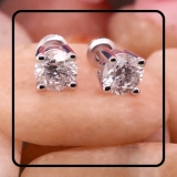1.52 Carat (ctw) 14K White Gold Round Cut Diamond Ladies Stud Earrings