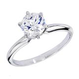 Certified 1.05 Carat (ctw) 14K White Gold Real Round Diamond Ladies Engagement Solitaire Ring 1 CT