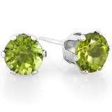 1.50 Carat (ctw) 6MM REAL GENUINE GREEN PERIDOT 925 STERLING SILVER STUDS EARRINGS