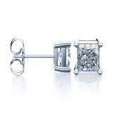 0.70 Carat (ctw) Princess Cut Diamond Solitaire Stud Earrings in 14K White Gold