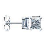 1.00 Carat (ctw) Princess Cut Diamond Solitaire Stud Earrings in 14K White Gold
