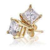 0.50 Carat (ctw) Princess Cut Diamond Solitaire Stud Earrings in 14K Yellow Gold