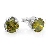 Peridot Round Green CZ Sterling Silver 5 mm Stud Earrings