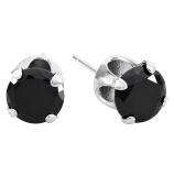 Black Round CZ Sterling Silver 6 mm Stud Earrings
