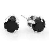 Black Round CZ Sterling Silver 7 mm Stud Earrings