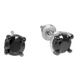0.50 Carat (ctw) 10k White Gold Ladies Round Black Diamond Stud Earrings 4 mm wide 1/2 CT