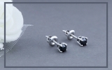 0.33 Carat (ctw) 10k White Gold Ladies Round Black Diamond Stud Earrings 3 mm wide 1/3 CT