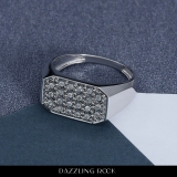 Round White Diamond Illusion Set Flat Top Flashy Hip Hop Pinky Ring for Men 1/4 CT (0.25 ctw Color I-J Clarity I2-I3) in 925 Sterling Silver