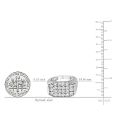 Round White Diamond Illusion Set Flat Top Flashy Hip Hop Pinky Ring for Men 1/4 CT (0.25 ctw Color I-J Clarity I2-I3) in 925 Sterling Silver