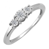 Round White Diamond Three Stone Engagement Ring for Women (0.15 ctw, Color I-J, Clarity I2-I3) in 925 Sterling Silver