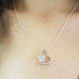 0.15 Carat (ctw) Sterling silver Round Diamond Butterfly Charm Heart Pendant