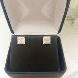 0.50 Carat (ctw) 14K White Real Diamond Ice Cube Dice Shape Mens Hip Hop Iced Stud Earrings 1/2 CT