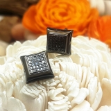 0.15 Carat (ctw) Black Rhodium Plated Sterling Silver Black Real Diamond Kite Shape Mens Hip Hop Iced Stud Earrings