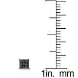 0.15 Carat (ctw) Black Rhodium Plated Sterling Silver Black Round Diamond Micro Pave Square Shape Hip Hop Iced Stud Earrings