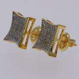 0.33 Carat (ctw) 10K Yellow Gold White Diamond Kite Shape Mens Hip Hop Iced Stud Earrings 1/3 CT