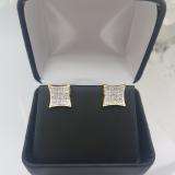 Earring with yellow white and green diamonds in silver