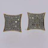 Earring with yellow white and green diamonds in silver
