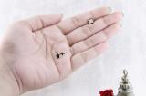 0.10 Carat (ctw) Black Rhodium Plated 14K White Gold Real Diamond V Prong Square Mens Hip Hop Iced Stud Earrings 1/10 CT