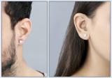 Round White Diamond Square Shape Screwback Unisex Stud Earrings (0.10 ctw, Color I-J, Clarity I2-I3) in 925 Sterling Silver