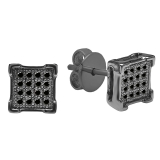 0.10 Carat (ctw) Round Black Diamond V-Prong Square Shape Mens Hip Hop Iced Stud Earrings 1/10 CT Black Plated 10k Gold