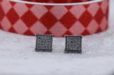 0.10 Carat (ctw) Round Black Diamond V-Prong Square Shape Mens Hip Hop Iced Stud Earrings 1/10 CT Black Plated 10k Gold