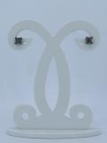 0.10 Carat (ctw) Round Black Diamond V-Prong Square Shape Mens Hip Hop Iced Stud Earrings 1/10 CT Black Plated 10k Gold