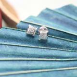 0.05 Carat (ctw) 14K White Gold Round White Diamond Kite Shape Mens Hip Hop Iced Stud Earrings