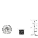1.00 Carat (ctw) Black Rhodium Plated Sterling Silver Black Diamond Dice Shape Ice Cube Mens Hip Hop Iced Stud Earrings