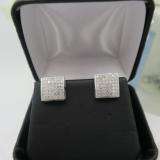 0.75 Carat (ctw) Platinum plated Sterling Silver Round Diamond Mens Hip Hop Iced Stud Earrings 3/4 CT