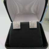 0.75 Carat (ctw) Platinum plated Sterling Silver Round Diamond Mens Hip Hop Iced Stud Earrings 3/4 CT