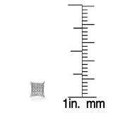 0.10 Carat (ctw) Platinum Plated Sterling Silver Real Diamond Kite Shape Mens Hip Hop Iced Stud Earrings 1/10 CT