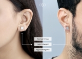 0.10 Carat Round White Diamond 8mm Square Hip Hop Iced Out Studs in 10K Yellow Gold, Screw Back, Unisex Design Ladies, Mens Real Diamond Earrings