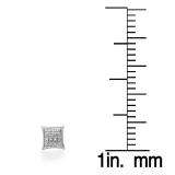 0.10 Carat (ctw) 14K White Gold Real Diamond Kite Shape Mens Hip Hop Iced Stud Earrings 1/10 CT