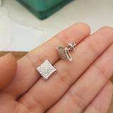 0.10 Carat (ctw) 14K White Gold Real Diamond Kite Shape Mens Hip Hop Iced Stud Earrings 1/10 CT