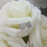 0.10 Carat (ctw) 14K White Gold Real Diamond Kite Shape Mens Hip Hop Iced Stud Earrings 1/10 CT