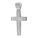 3.15 Cttw Round White Diamond Mens Cross Pendant Only (Chain Not Included) in 925 Sterling Silver