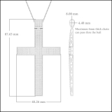 3.15 Cttw Round White Diamond Mens Cross Pendant Only (Chain Not Included) in 925 Sterling Silver