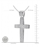 3.15 Cttw Round White Diamond Mens Cross Pendant Only (Chain Not Included) in 925 Sterling Silver