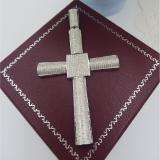 3.00 Carat (ctw) Sterling Silver White Diamond Micro Pave Mens Hip Hop Style Religious Cross Pendant Necklace FREE CHAIN