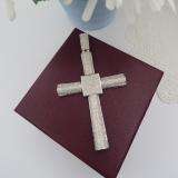3.00 Carat (ctw) Sterling Silver White Diamond Micro Pave Mens Hip Hop Style Religious Cross Pendant Necklace FREE CHAIN
