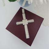 3.00 Carat (ctw) Sterling Silver White Diamond Micro Pave Mens Hip Hop Style Religious Cross Pendant Necklace FREE CHAIN