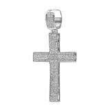 2.00 Carat (ctw) Sterling Silver White Diamond Micro Pave Mens Hip Hop Style Religious Cross Pendant Necklace FREE CHAIN