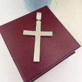 2.00 Carat (ctw) Sterling Silver White Diamond Micro Pave Mens Hip Hop Style Religious Cross Pendant Necklace FREE CHAIN