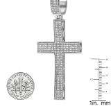 2.00 Carat (ctw) Sterling Silver White Diamond Micro Pave Mens Hip Hop Style Religious Cross Pendant Necklace FREE CHAIN