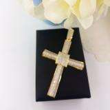 3.00 Carat (ctw) 18K Yellow Gold Plated Sterling Silver White Diamond Micro Pave Mens Hip Hop Style Religious Cross Pendant Necklace FREE CHAIN