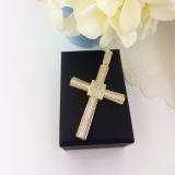 3.00 Carat (ctw) 18K Yellow Gold Plated Sterling Silver White Diamond Micro Pave Mens Hip Hop Style Religious Cross Pendant Necklace FREE CHAIN