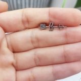 0.10 Carat (ctw) Black Plated Sterling Silver Round Black Diamond Square Shape Mens Hip Hop Iced Stud Earrings