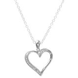 0.10 Carat (ctw) Sterling Silver White Diamond Ladies Heart Pendant 1/10 CT