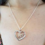 0.10 Carat (ctw) Sterling Silver White Diamond Ladies Heart Moms Gift Pendant 1/10 CT
