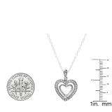 0.20 Carat (ctw) Sterling Silver White Diamond Ladies Double Heart Pendant 1/5 CT